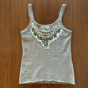 Free People Taupe Grey Sweater Tank Raw Edge XS